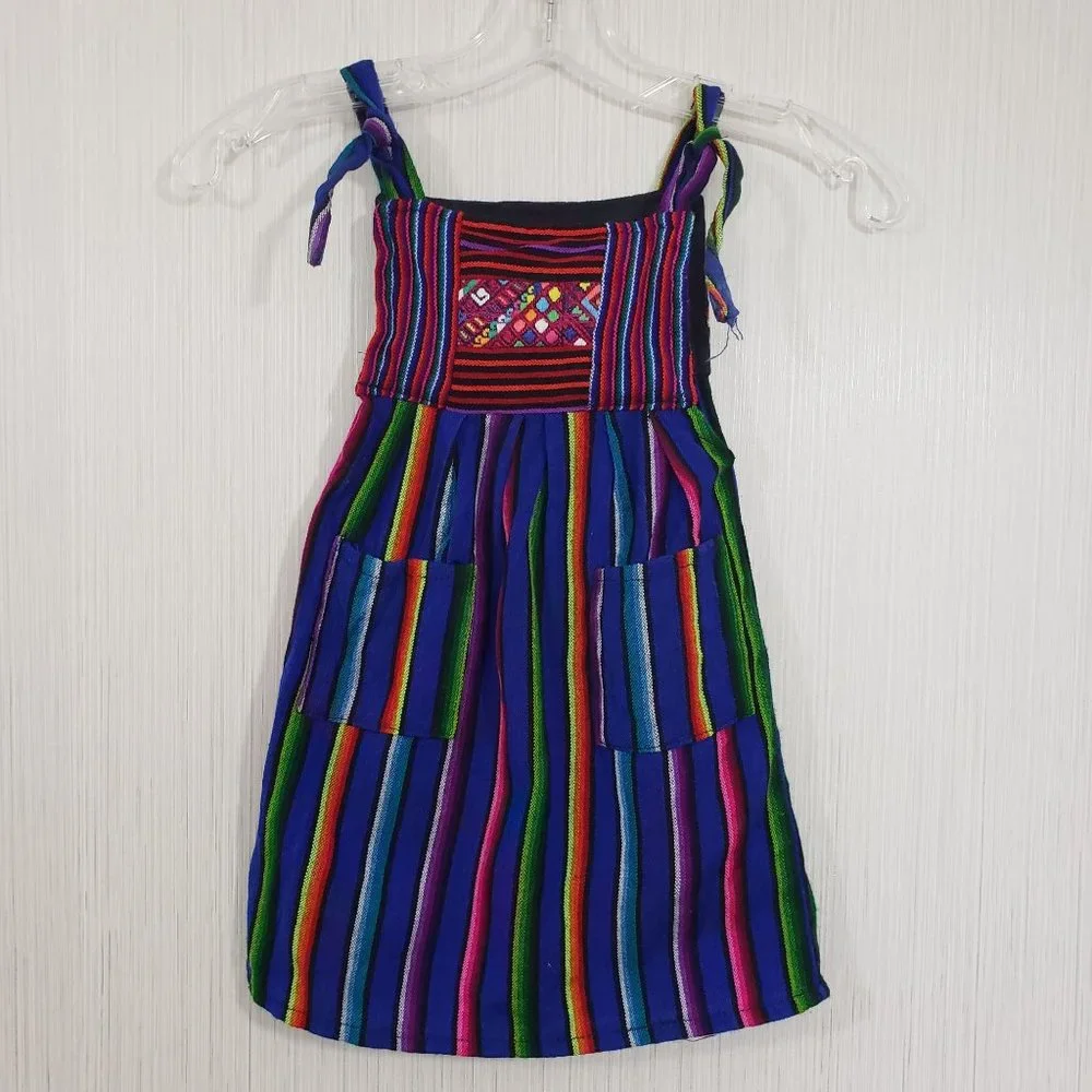 Elsa Ortiz handmade with embroidered front bib‎ wool blend jumper dress